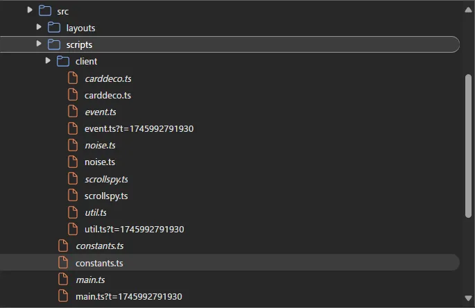 開発者ツールのSourcesタブにconstants.tsが含まれている画像